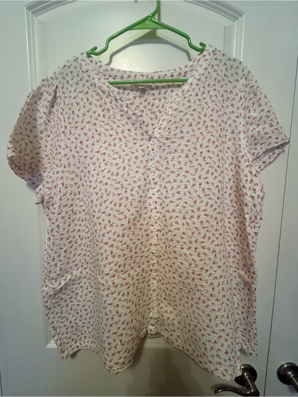 Cotton Bleu Light Pink Floral Button-Down Blouse